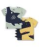 3PIN Cotton Pack Of 2 Half Sleeves Animal Printed Tees - Yellow Grey Melange