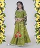 Kiddopanti Cotton Half Sleeves Bandhani Printed & Lace Embellished Lehenga Choli With Dupatta & Potli Bag - Green & Cream