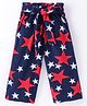CrayonFlakes Fleece Stars Printed Pant With Attached Belt - Navy Blue