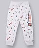 Plum Tree Cotton Space Theme & Text Printed Joggers - Grey Melange
