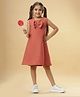 Ishki Pushki Cotton Sleeveless Bow Applique Detailed Dress - Orange