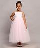 Toy Balloon Kids Net Sleeveless Floral Embroidered & Applique Detailed Lace Embellished & Shimmered Dress - Baby Pink