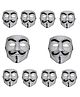 Kaku Fancy Dresses Vendetta Face Mask Pack Of 10 For Kids, Hacker Face For Cosplay Party, Halloween Costume Accessory Includes 10 Mask - White