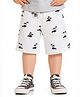 Bonfino Cotton Crinkle Double Gauze Woven Knee Length Shorts with Beach Theme Print - Off White