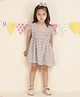 Polka Tots Cotton Sleeveless Lotus Printed Dress With Headband - Green