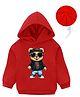 KAVEE Full Sleeves  Bear Printed Hooded Sweatshirt - Red