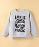 Lazy Bones Looper Knit Full Sleeves T-Shirt with Text Print - Light Grey