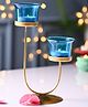 VONCASA 2 Votive T- Lite Holder Blue& Golden