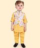 ETHNIKS NEURON Full Sleeves Solid Kurta & Pyjama With Geometric Printed & Tie Dye Jacket Set - Yellow