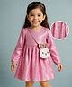 Little Kangaroos Woven Full Sleeves Frock With Sequin Detailing & Sling Bag - Rose Gold