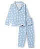 Funkrafts Premium Cotton Full Sleeves Stars Printed Tee & Pyjama Set - Blue