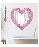 JAAMSO ROYALS Pink Color Heart Shape With Flower Design Wall Acrylic Mirror Sticker (25 CM x 25 CM)