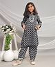 misbis Cotton Three Fourth Sleeves Ethnic Motifs Printed & Gota Lace Embellished Coordinating Kurta Pant Set - Black