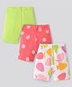 Bonfino 100% Cotton Knit Above Knee Length Shorts With Polka Dots and Fruit Print Pack of 3 - Neon Green & Pink