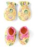 Babyhug 100% Cotton Knit Mittens and Booties with Beach Theme Print - Yellow