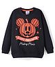 Pine Kids Disney Terry Knit Full Drop Shoulder Sleeves Oversized Sweatshirt with Mickey Mouse Print - Black