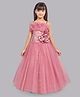 PinkChick Sleeveless Floral Applique & Ruffle Detailed Fit and Flared Gown - Rose