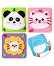 SUPER TOY 3 Pc Animal Face Embroidery Stitching Sewing Kit for Kids DIY Needlework Arts & Crafts Soft Knitting Yarn for Boys Girls Christmas Birthday Gifts - Assorted