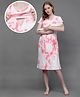 True Shape Half Sleeves Tie Dye Maternity Dress With Zipless Nursing Access - Baby Pink