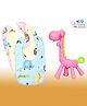 The Cheeky Kidzz Baby Giraffe Shape Soft Silicone Teething Toy for Oral Dental Car Non-Toxic Flexible BPA Free with 3 Feeding Bibs (PINK)
