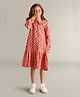 My Milestones Cotton Full Sleeves Checked Dress - Coral
