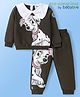 Babyoye Disney Terry Knit Full Sleeves Oversized T-Shirt With Peter Pan Collar & Lounge Pants Set with 101 Dalmatians Graphic - Black