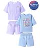 Primo Gino 100% Cotton Knit Half Drop Shoulder Sleeves Short Night SuitsPack of 2 - Light Blue & Purple
