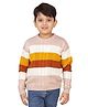 JoE Hazel Full Sleeves Cable Knit Designed Striped Sweater - Multi Colour