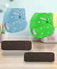 Sparkle Joy Washable & Reusable Cloth Diapers/Nappies Combo Pack of 2 Free size With 2 organic cotton Grey inserts - Sky-blue & Green