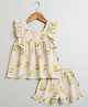 Sweetlime by A.S Organic Cotton Frill Sleeves Lemon Printed Top With Coordinating Shorts Set - Cream