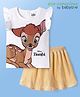 Babyoye Disney Single Jersey Knit Sleeveless Top & Skirt Set With Bambi Graphics - White & Yellow