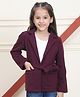 Mini & Ming Full Sleeves Solid Belted Winter Coat - Wine