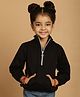 Mini & Ming Fleece Full Sleeves Solid Sweatshirt - Black
