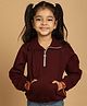 Mini & Ming Fleece Full Sleeves Solid Sweatshirt - Wine