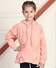 Mini & Ming Fleece Full Sleeves Solid Pleated Hooded Sweatshirt - Salmon Pink