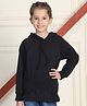 Mini & Ming Fleece Full Sleeves Solid Pleated Hooded Sweatshirt - Black