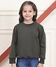 Mini & Ming Fleece Full Sleeves Solid Sweatshirt - Olive Green