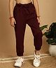 Mini & Ming Fleece Ribbed Detailed Solid Winter Trousers With Draw Cord - Wine