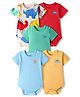 Bonfino 100% Cotton Knit Half Sleeves Onesies with Dino Print Pack Of 5 - Multicolor