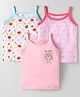 OHMS Single Jersey Knit Singlet Sleeves Slips with Stripes & Floral Print Pack of 3 - Pink  Off White & Light Pink