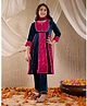 Pspeaches Three Fourth Sleeves Sequins & Lace Embellished Coordinating Kurta & Pant Set With Dupatta - Teal Blue