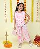 The Magic Wand Sleeveless Floral Printed Mirrow Work Embellished Top & Coordinating Pant Set - Pink