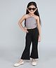 Taffykids Halter Neck Back Tie Up Party Crop Top With Solid Pant Set - Brown & Black
