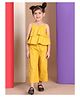 BaawRi Cotton Sleeveless Solid Layered Top With Coordinating Pant Set - Yellow