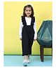 BaawRi Cotton Frill Detailed Dungaree With Solid Top Set - Navy Blue & White