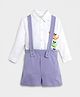 Somersault Solid Dungaree With Full Sleeves Dragons Printed Shirt - White