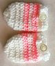 Knits & Knots Woollen Blend Striped Handmade Mittens - Pink & White