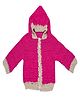 Knits & Knots Woollen Blend Full Sleeves Colour Blocked Hooded Sweater - Pink & Brown