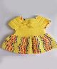 Knits & Knots Handmade Self Designed Dress With Bow - Yellow & Multi Colour
