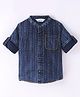 INFINITY Denim Cotton Full Sleeves Abstract Printed Shirt - Navy